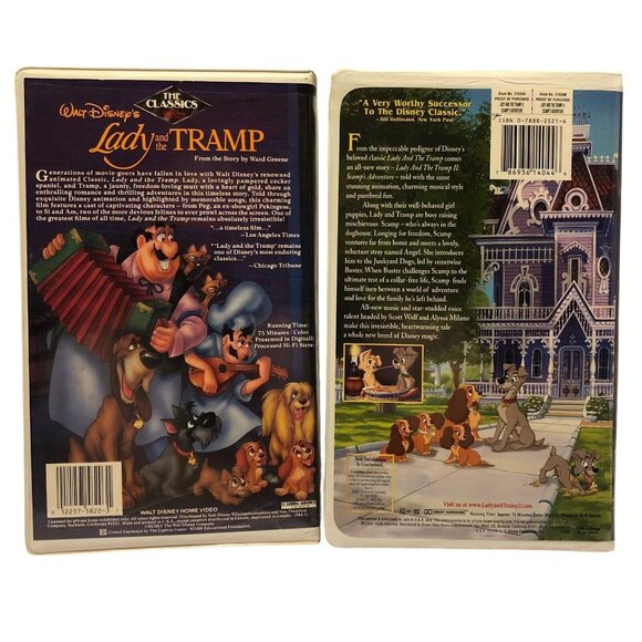 Disneys Lady And The Tramp & II Scamps Adventure VHS Clamshell Lot - Picture 2 of 7